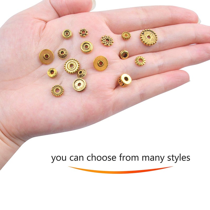 BronaGrand 100 Gram(About 170-300pcs) Bali Style Antique Gold Spacer Beads Jewelry Findings Accessories for Jewelry Making Bracelet Necklace - Image 3